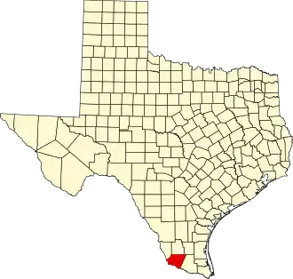 Map of Texas highlighting Starr County