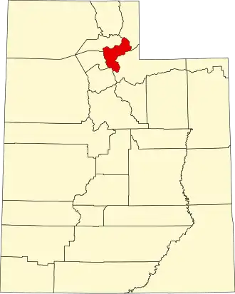 Map of Utah highlighting Morgan County
