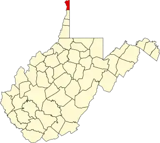 Map of West Virginia highlighting Hancock County