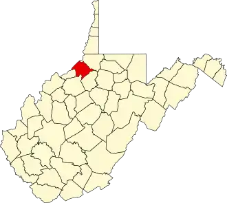 Map of West Virginia highlighting Tyler County