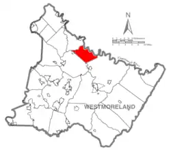 Map of Westmoreland County, Pennsylvania highlighting Loyalhanna Township