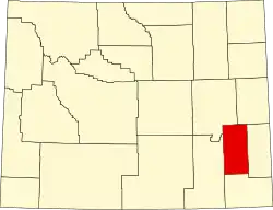 Map of Wyoming highlighting Platte County