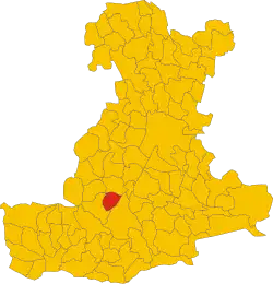 The position of Arquà Petrarca within the province of Padua.