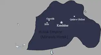 Image 3Map of the Hotak Empire during the Reign of Mirwais Hotak, 1715. (from History of Afghanistan)