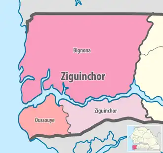 Location in the Ziguinchor region