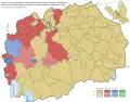 Municipalities in North Macedonia colored according to the ethnic affiliation of the resident population, 2021 census