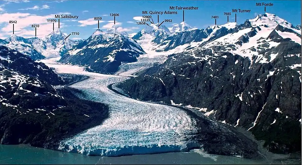 Margerie Glacier with Mount Turner labelled