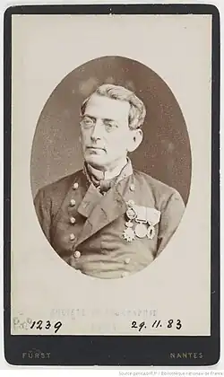 Griffon du Bellay in full dress uniform and decorations, including Legion d'honneur and Ordre des Palmes académiques