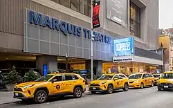 Marquis Theatre in 2024 before the opening of "Elf the Musical"