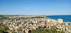 The view of Marsa Ben M'hidi with the city of Saïdia (Morocco) in the background.
