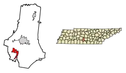 Location of Cornersville in Marshall County, Tennessee.