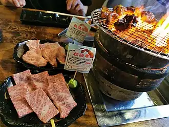 Barbeque on a shichirin grill