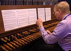 Jeffrey Daehn, the Plummer Building carilloneur from 2004 to 2017, performing the Victorian Christmas carol "Good King Wenceslas" on the carillon as part of its annual Christmas recitals during the 2016 holiday season.