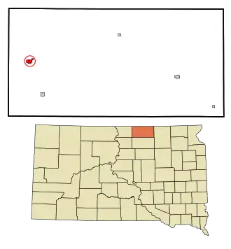 Location in McPherson County and the state of South Dakota