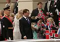 Dmitry Medvedev and Harald V of Norway greeting children outside the Royal Palace, Oslo