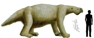 Life restoration of the giant ground sloth Megatherium americanum, a former denizen of the Pampas