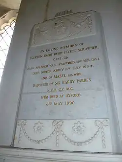 Funerary monument to Capt. Egerton Bagot Byrd Levett-Scrivener, St Paul's Church, Sibton, Suffolk