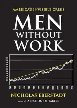 Cover shows a graph showing some sort of employment rate on the left axis and date on the bottom axis. Also mentions author as author of "A nation of takers".
