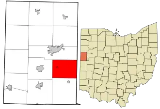 Location in Mercer County and the state of Ohio.