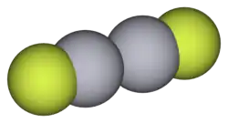 Molecular structure of mercury(I) fluoride.