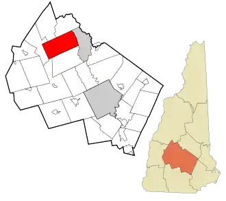 Location in Merrimack County and the state of New Hampshire