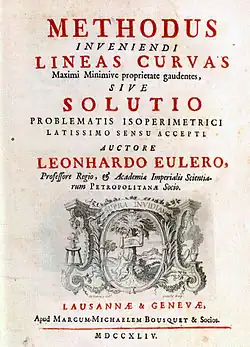 The title page of Euler's Methodus inveniendi lineas curvas