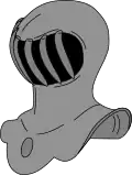 Open or barred helmet, reserved for nobility
