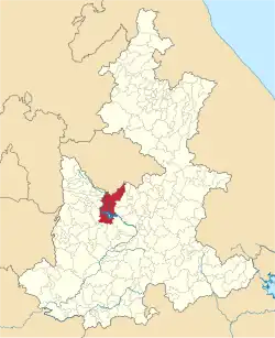 Location of the municipality in Puebla