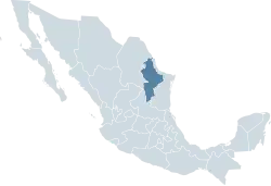 Location of the state of Nuevo León within Mexico