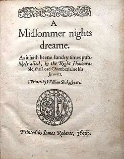 Falsely dated Midsummer Night's Dream (1619).