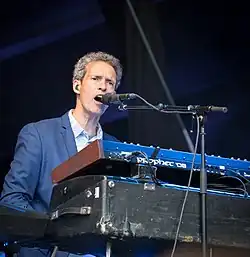 Lindup performing with Level 42 in 2017