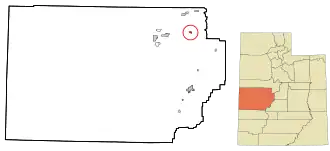 Location in Millard County and the state of Utah.