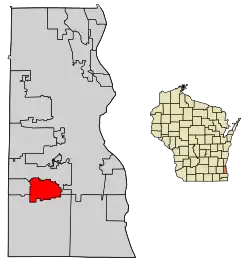 Location of Greendale in Milwaukee County, Wisconsin.