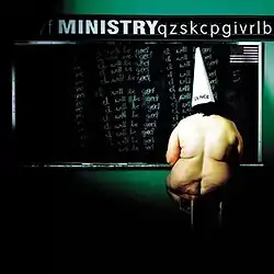 a naked obese woman in a dunce cap seated in front of a blackboard where the words "I will be god" are written numerous times.