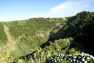 The lookout at Salto da Farinha, in the parish of Salga, showing the interior river-valley
