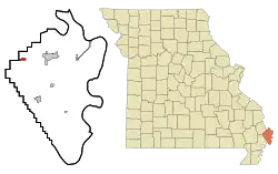Location in Mississippi County and the state of Missouri