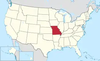 Location of Missouri within the United States