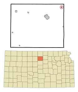 Location within Mitchell County and Kansas