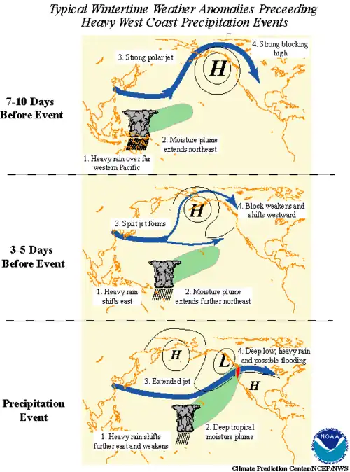 Illustrations of the jet stream varying in response to convection.