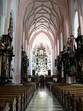 St Michael parish church in Mondsee — interior with gothic vaults (15th century)