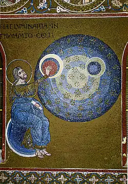 Creation of the Sun, Moon, and Stars mosaic (12th century), Monreale Cathedral