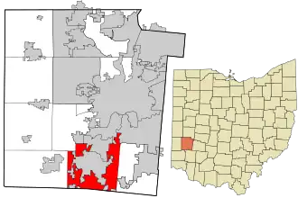 Location in Montgomery County and the state of Ohio.