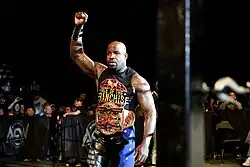 Moose with his custom version of the belt in 2025.