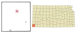 Location within Morton County and Kansas