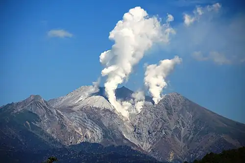 Mount Ontake seen from Kurakake Pass on October 11, 2014.