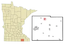 Location in Mower County and the state of Minnesota