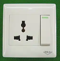 A so-called "universal socket", which meets no official standard[3] but is intended to accept a number of different plug types