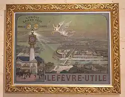 The LU factory on the banks of the Loire in Nantes (The LU factory, Renommée and the LU pavilion at the 1900 Paris World's Fair, painting by Luigi Loir.