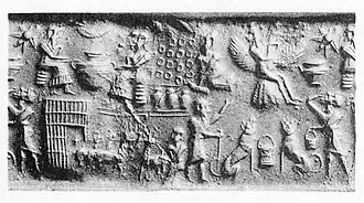 The Myth of Etana. Seal impression of the Akkadian Empire period.