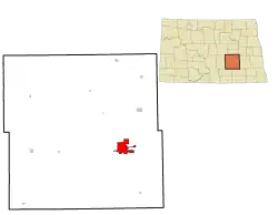 Location of Jamestown in Stutsman County, North Dakota